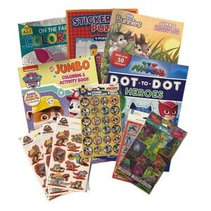 Kids Activity Lot- Stickers Coloring Dot-to-Dot PJ Masks Trolls Disney Dinosaurs